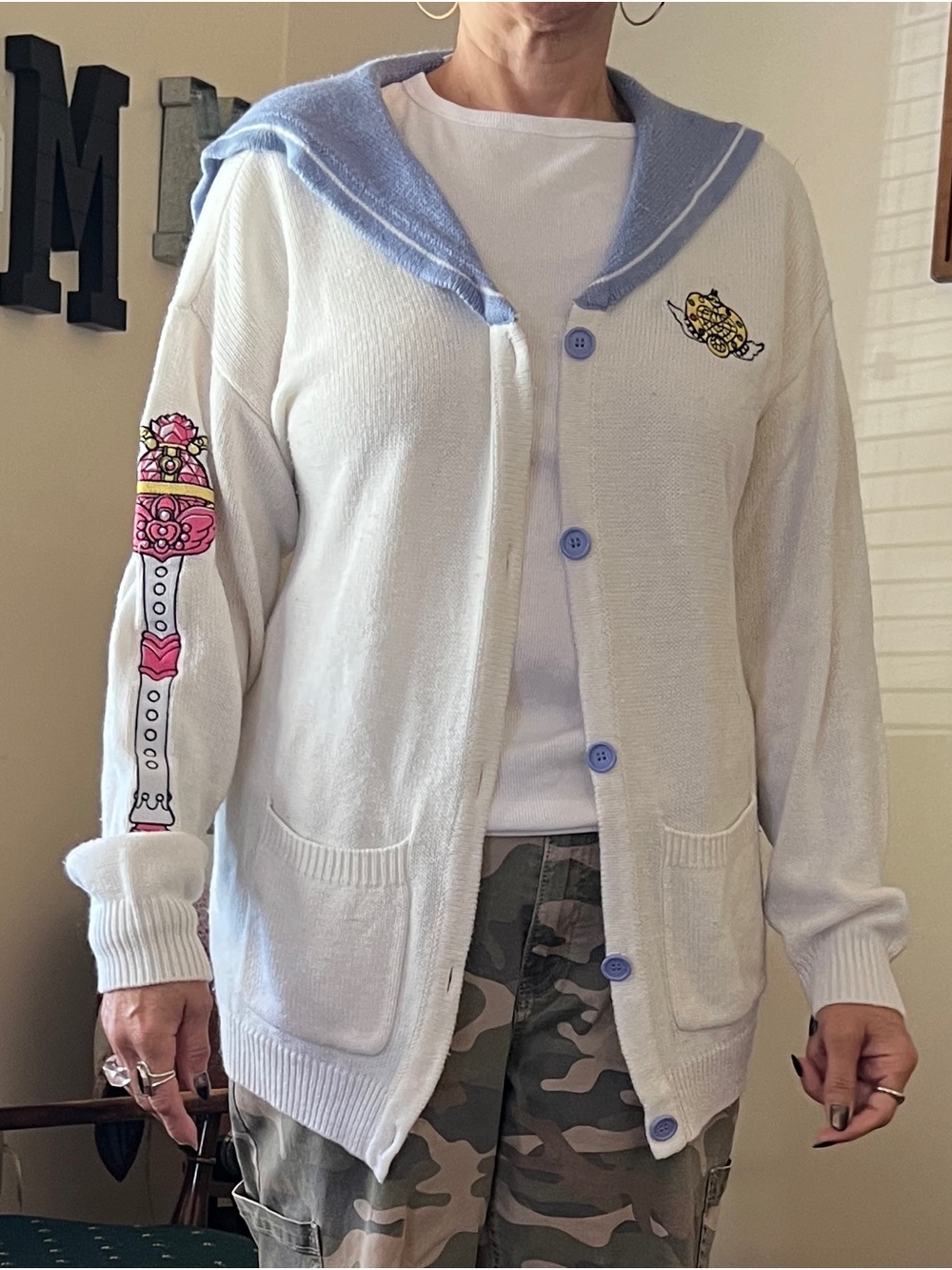 Sailor Moon Size M school uniform eternal brooch and scepter cardigan sweater